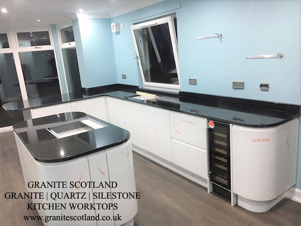Star Galaxy Granite Kitchen Worktops. Fitted in Glasgow. Scotland.